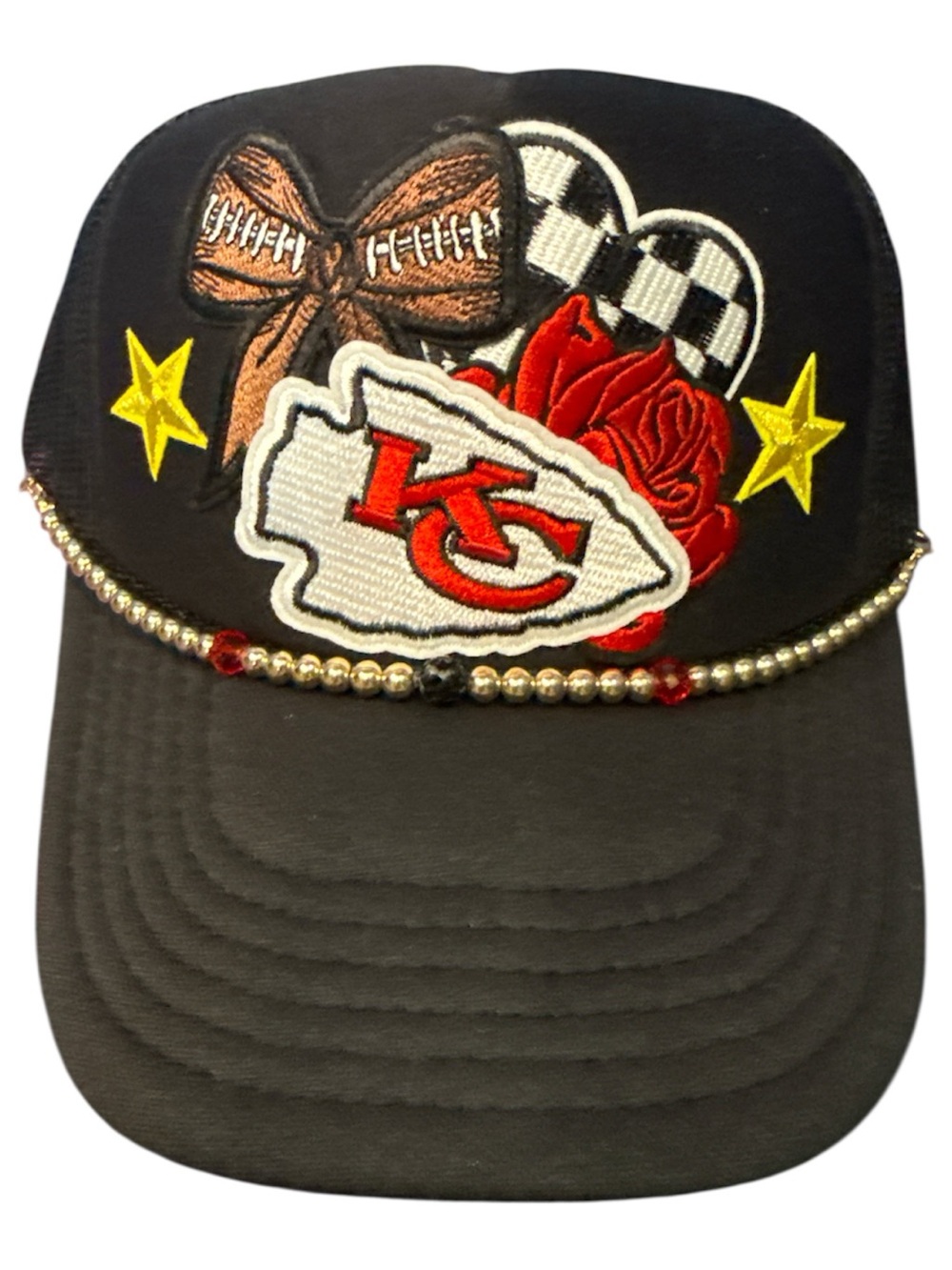 Kansas City Chiefs Embroidered Black Cap with Decorative Patches